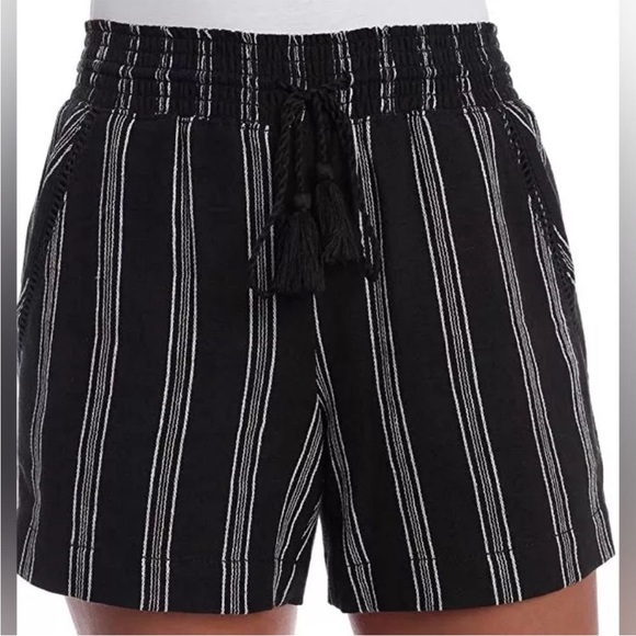 NWT Briggs Ladies Linen Blend Short BLACK stripes - size S - Picture 6 of 15